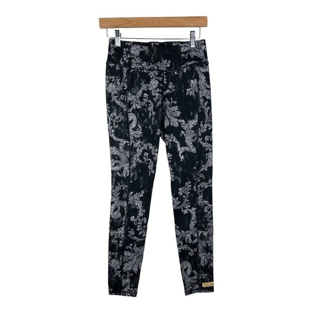 Betsey Johnson Floral Print Athletic Leggings size Small Black/Gray